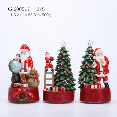 3/A Polyresin Santa With Tree Music Movement