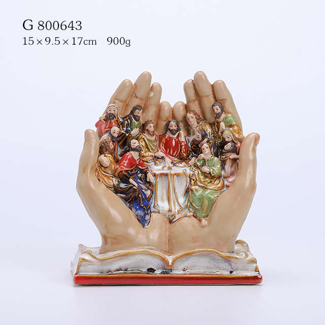 Porcelain Figurine in Book Hands Multi Glazed Finish