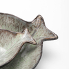 S/2 Stoneware reactive glaze fish plate