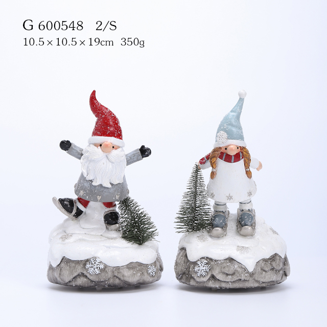 2/A Polyresin Santa And Snowman