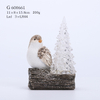 POLYRESIN BIRD ON STRUNK WITH TREE AND LED